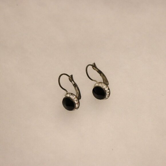 Vintage black round disk with sparkle studs - Picture 1 of 4